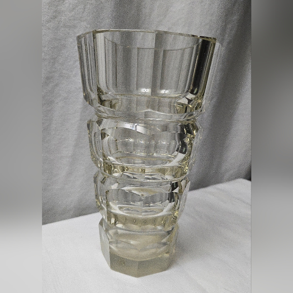 1930s Art Deco Geometric Prism Glass Vase, Josef Hoffman for Moser Glassworks